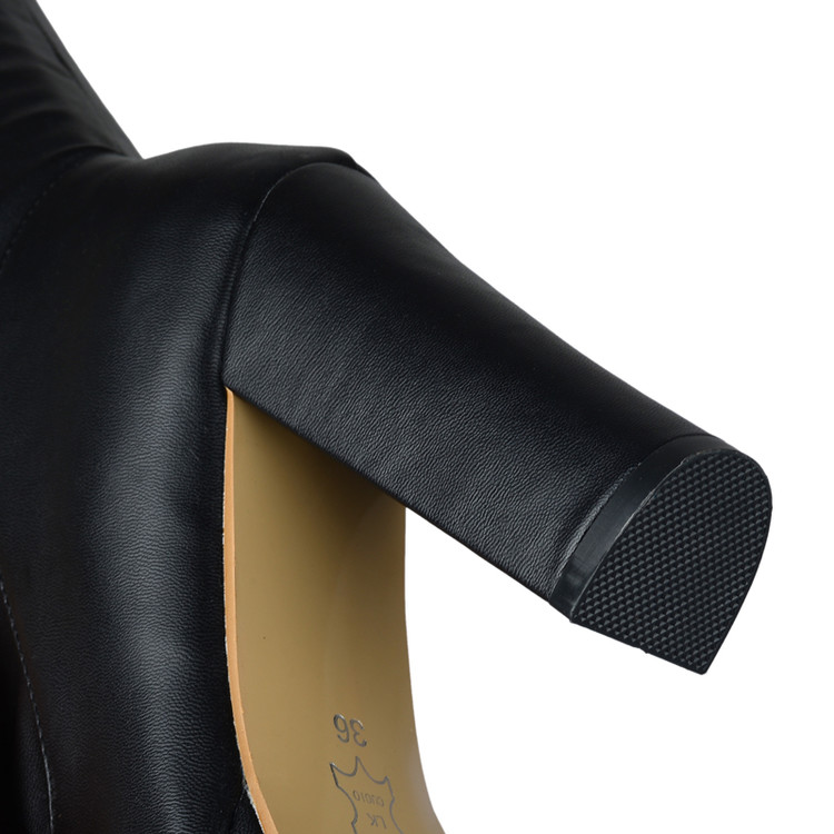 Sexy Round Toe Chunky Heel Platform Riding Boots - Image 3