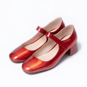 Women's Mary Jane Flat Shoes Soft Leather Round Toe Buckle Commuter