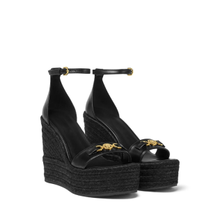 Bohemian Roman High Heel Wedge Sandals with Metal Buckle