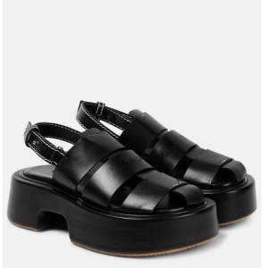 Roman Sandals Low-Top Platform Heel Black